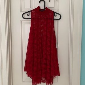 Free People red lace tunic top